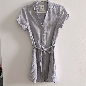 Abercrombie & Fitch Button Down Stripped linen Dress - Blue & White - Size small